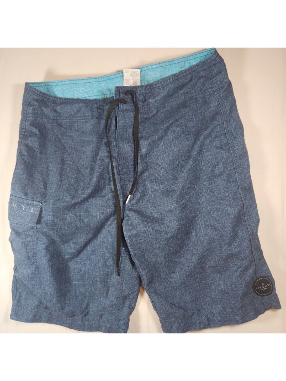 Rip Curl Mens Blue Heathered Board Shorts Cargo Pocket Swim Trunks Size 34